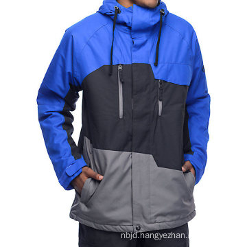 Adjustable Drawstring Hood Colorblock Ski Jacket